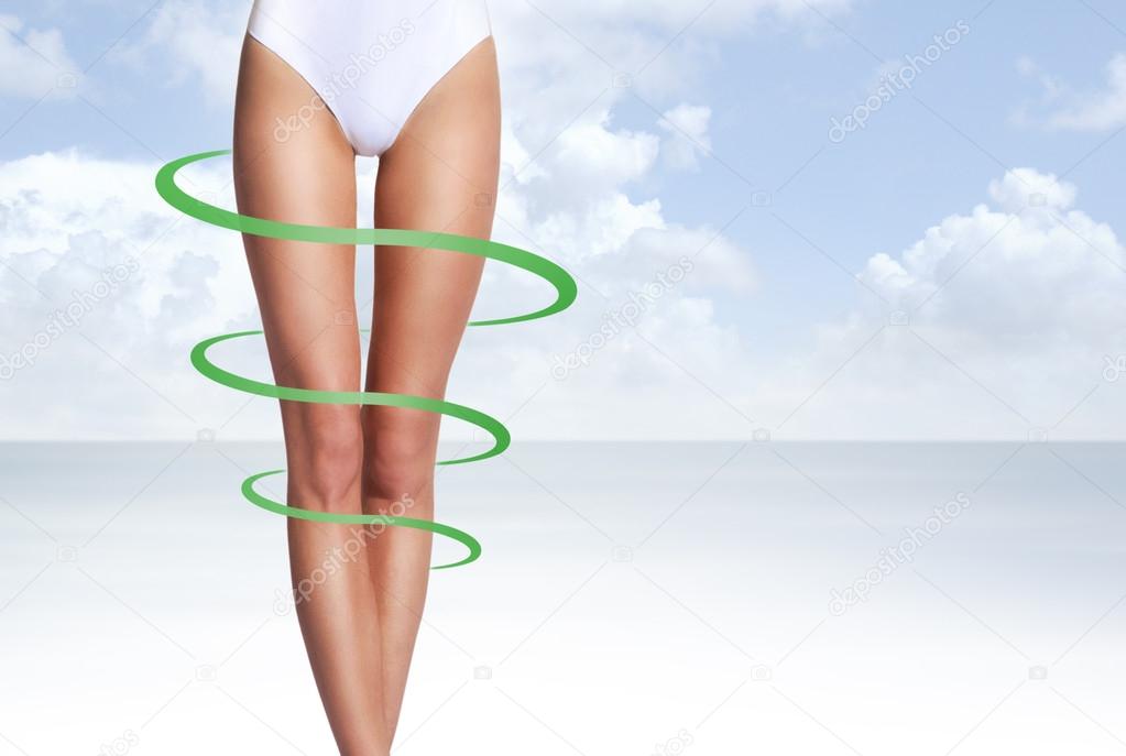 Beautiful legs and a spiral arrow