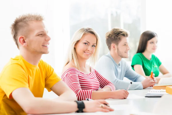 Estudiantes adolescentes estudiando en la lección — Foto de Stock