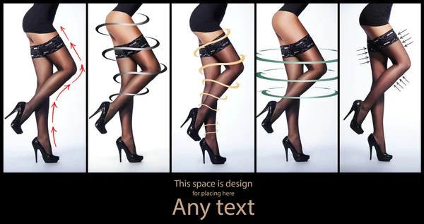 Legs in stockings with different arrows — Stock Photo, Image