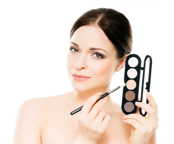Woman with makeup palette — Stock Photo, Image
