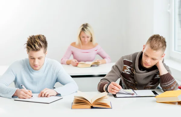Estudantes adolescentes estudando na lição — Fotografia de Stock