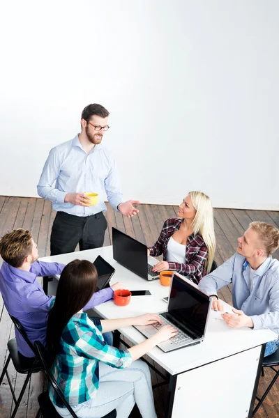 Students with teacher  using modern technologies. — Stock Photo, Image