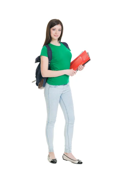 Teenage schoolgirl holding books — Stock Photo, Image