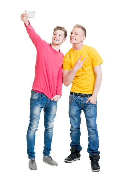 Happy friends making selfie — Stock Photo, Image