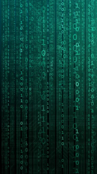 İkili kodlu soyut dijital arkaplan. Yapay zeka, makine öğrenme, siber güvenlik kavramı.