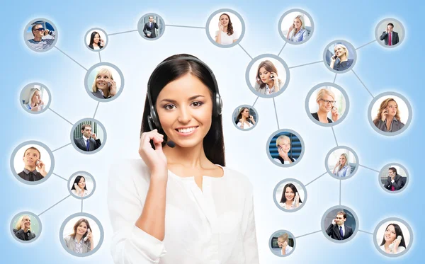 Young, confident and beautiful customer support operator — Stock Photo, Image