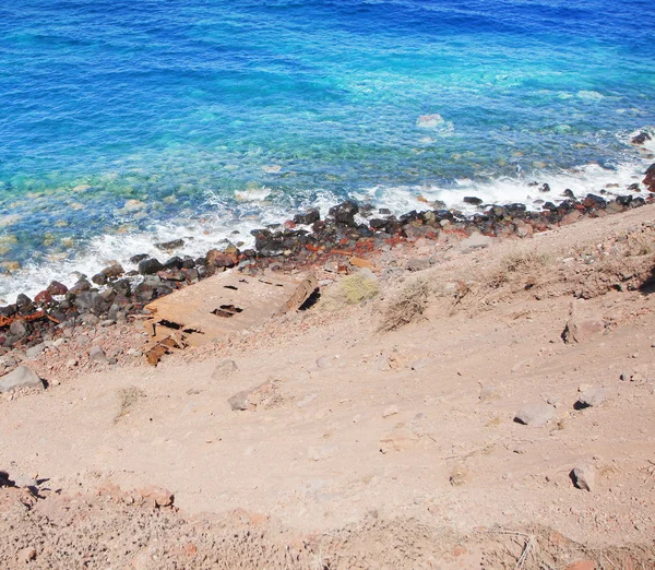 Övergiven Strand Med Kristallklara Azurblå Havet Grekland — Stockfoto