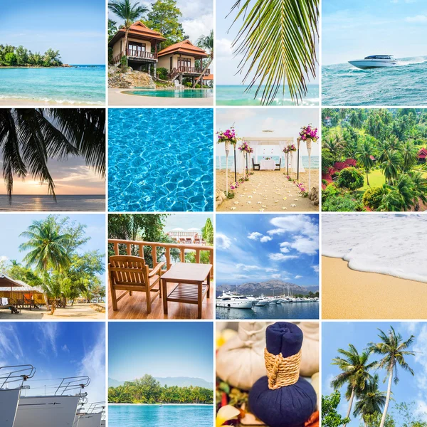 Set of photos about different traveling destinations and activities in Thailand — Stock Photo, Image