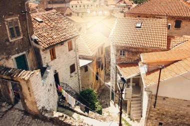 Güneşli bir günde Kotor Old Town, Karadağ