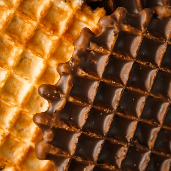 Gofres belgas redondos con chocolate — Foto de Stock