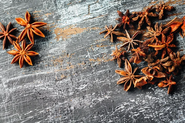 Sfondo alimentare con mucchio di anice stellato — Foto Stock