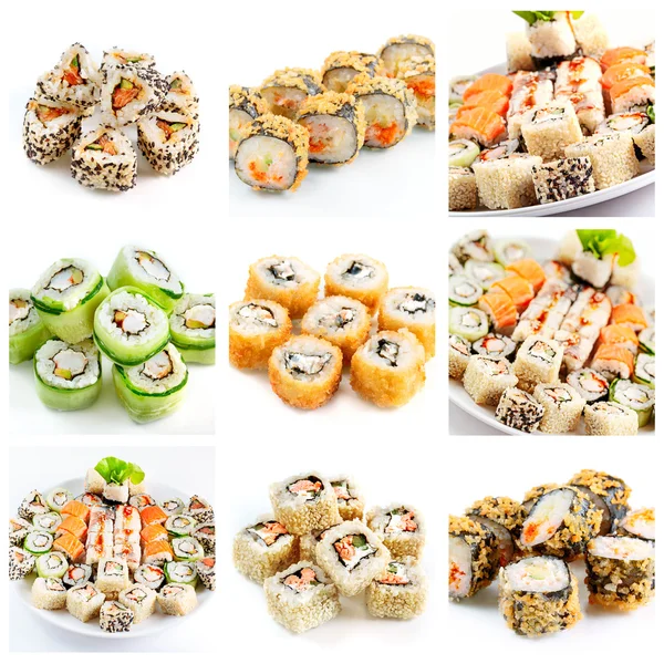 Verschillende sushi en rollen assortiment — Stockfoto