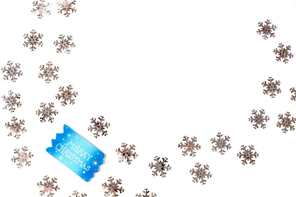 Fundo de Natal com flocos de neve de prata — Fotografia de Stock