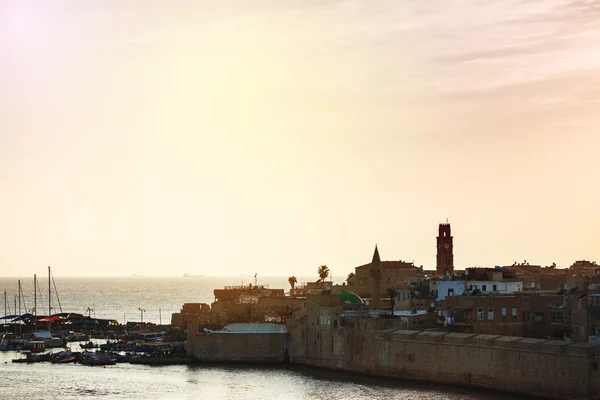 Vieille ville d'Akko au coucher du soleil — Photo