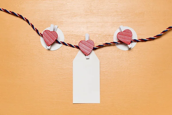 Minimalistic Simple Valentine Day Concept Empty White Card Names Wishes — Stock Photo, Image