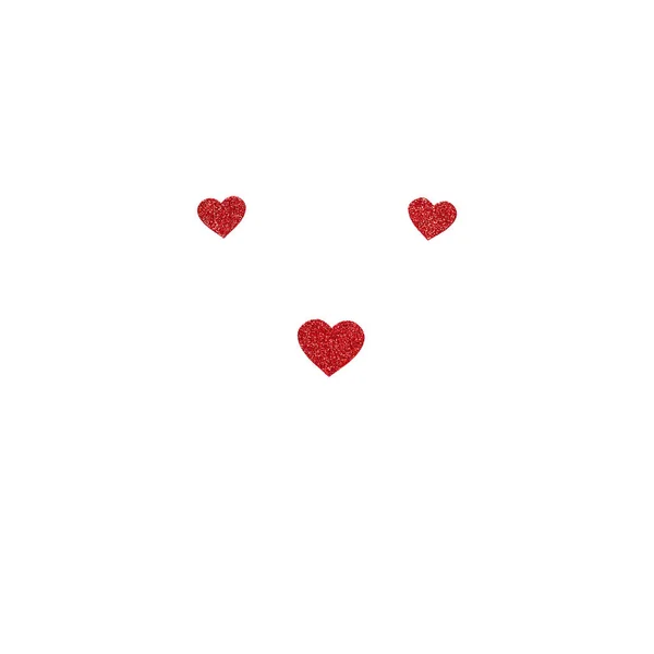 Conceito Minimalista Dia São Valentim Pequenos Corações Vermelhos Brilhantes Branco — Fotografia de Stock