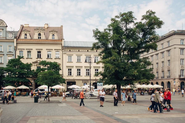 Krakow Pologne Juillet 2019 Maisons Ville Sur Place Principale Avec — Photo