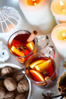 Noel arka plan mulled şarap ile