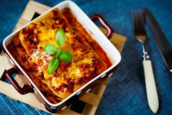 Cibo italiano. Piatto lasagne . — Foto Stock