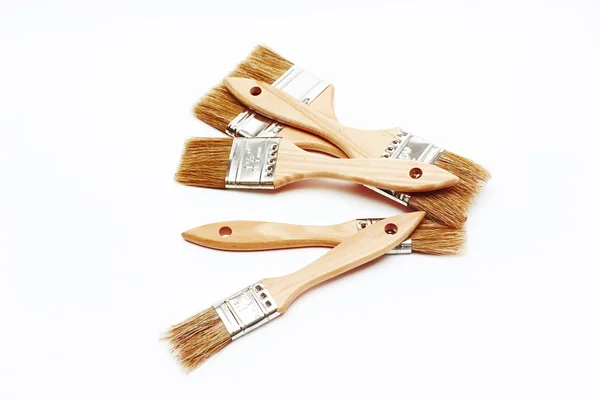 Set of five new renovation brushes — Stock Photo, Image