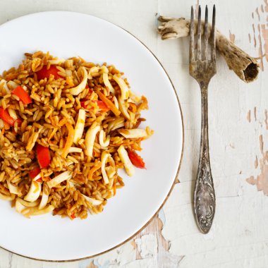 Risotto ile deniz ürünleri. 