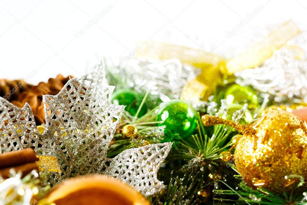 Christmas background with bright decoration