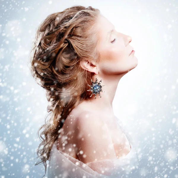 Gyönyörű lány, glamour karácsonyi smink — Stock Fotó