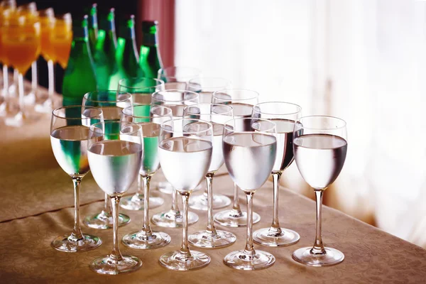 High glasses with water or wine — Stock Photo, Image
