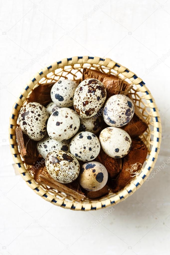 Food background with quail eggs
