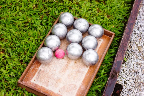 Palle di metallo Petanque pronto per giocare — Foto Stock