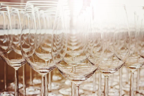 Rows of Shiny Empty High Glasses — Stock Photo, Image