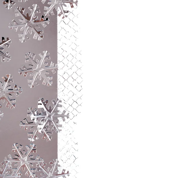 Boże Narodzenie granica z metaliczne płatki śniegu — Zdjęcie stockowe