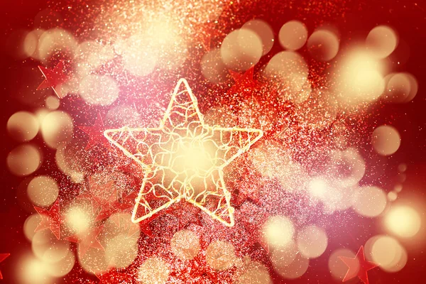 Red glitter decoration with big golden star — Stock Photo, Image