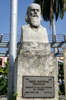 Camillo Cienfuegos monument on Marte square at Santiago de Cuba clipart