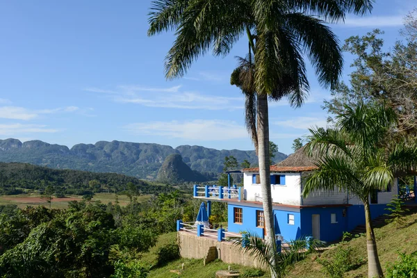 วิวภูมิทัศน์เหนือภูมิทัศน์ที่มีพระมหากษัตริย์ใน Vinales Valley — ภาพถ่ายสต็อก