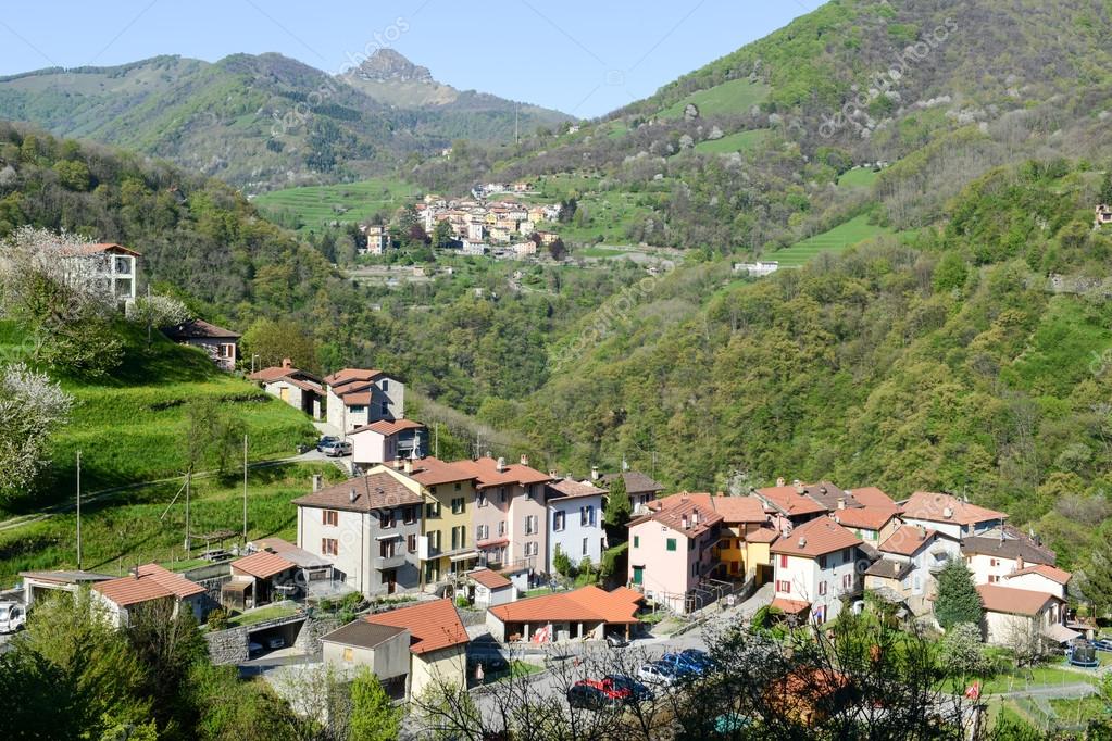The villages of Campora, Bruzella and Caneggio on Muggio valley — Stock