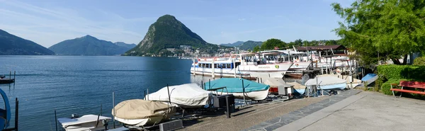 Widok na zatokę Lugano — Zdjęcie stockowe