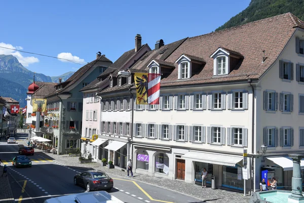 Casas antiguas en Altdorf en el cantón de Uri, Suiza — Foto de Stock