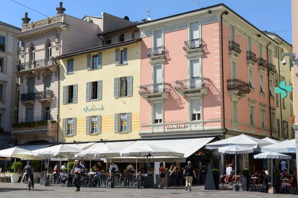 The central square of Lugano on Switzerland — Stock Photo, Image