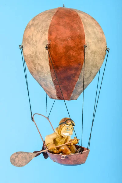 Toy Hot Air Balloon Isolated Blue Background — Stock Photo, Image