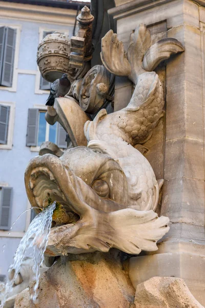 Detalhe Fonte Praça Panteão Roma Itália — Fotografia de Stock