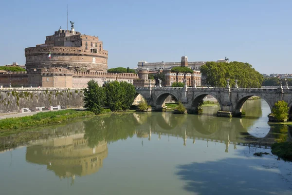 Vista Castelo Santo Angelo Rio Tevere Roma Itália — Fotografia de Stock