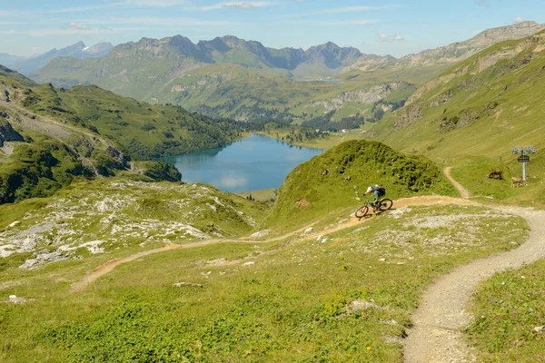 Jochpass Schweiz August 2018 Mann Mit Mountainbike Auf Der Flow — Stockfoto