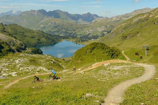 Jochpass Schweiz August 2018 Mountainbiker Auf Der Flow Strecke Vom — Stockfoto