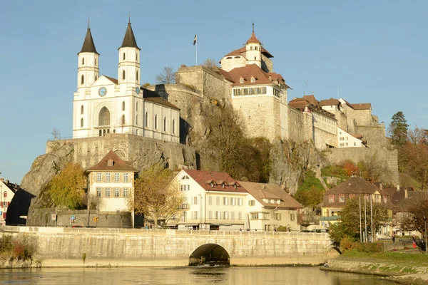 Het Middeleeuwse Fort Kerk Van Aarburg Zwitserland — Stockfoto