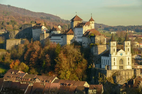 Het Middeleeuwse Fort Kerk Van Aarburg Zwitserland — Stockfoto