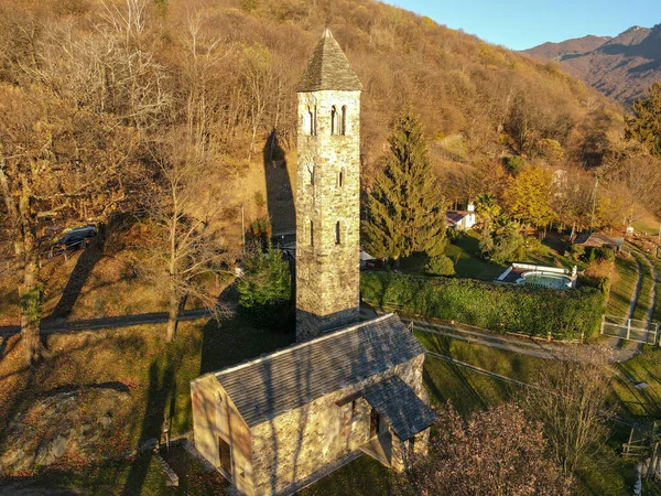 Luchtfoto Bij Kerk Van Saint Martino Colla Vallei Bij Lugano — Stockfoto