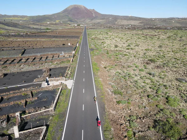 Insel Lanzarote Spanien Januar 2021 Menschen Treten Auf Seinem Rennrad — Stockfoto