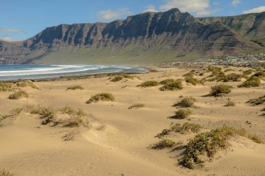 Famara beach at Lanzarote on Canary islands in Spain