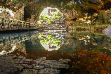 Lanzarote, İspanya - 22 Ocak 2021: İspanya 'daki Kanarya Adaları' ndaki Lanzarote 'de Cesar Manrique adlı ressamın Jameos del Agua' sı